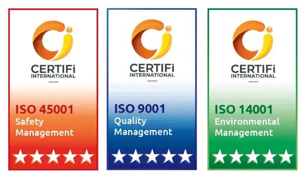 Certified in ISO 45001, 9001, and 14001